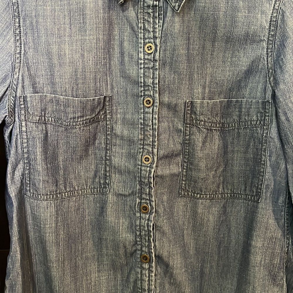 Eileen Fisher Denim Long Sleeve Button Down Shirt - Picture 7 of 8